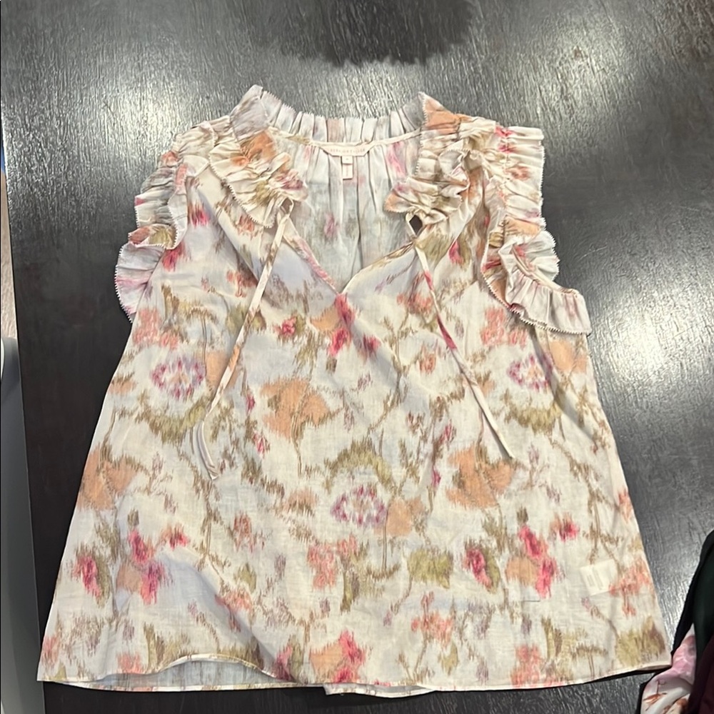 Floral Ruffle Sleeveless Blouse